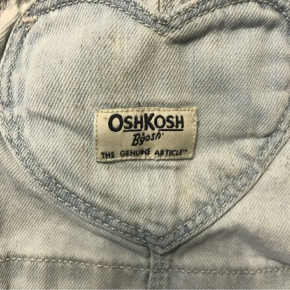 OSHKOSH blue denim jeans overalls shorts kids 18 months